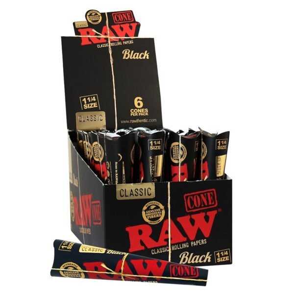 RAW | Black Cones 6-pack 1 1/4